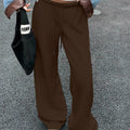 Wide Leg Drawstring Sweatpants Brown