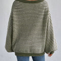 Striped Boat Neck Long Sleeve Sweater