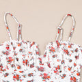 Floral Frilled Trim Spaghetti Straps Bodysuit