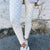Checkered Elastic Waist Leggings White