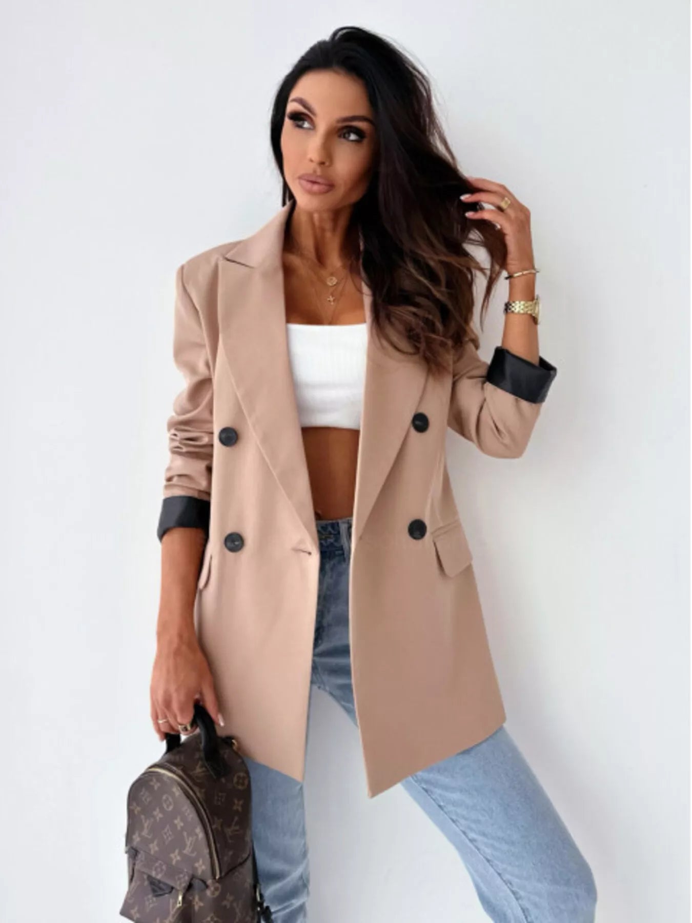 Lapel Collar Long Sleeve Blazer