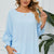 Smocked Lantern Sleeve Round Neck Blouse Misty Blue