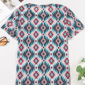 Western Aztec Print Mesh Slim T Shirt