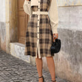 Plaid Button Up Long Sleeve Shirt Dress