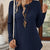 Plus Size Casual Waffle Knit Long Sleeve T-Shirt Navy