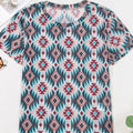 Western Aztec Print Mesh Slim T Shirt