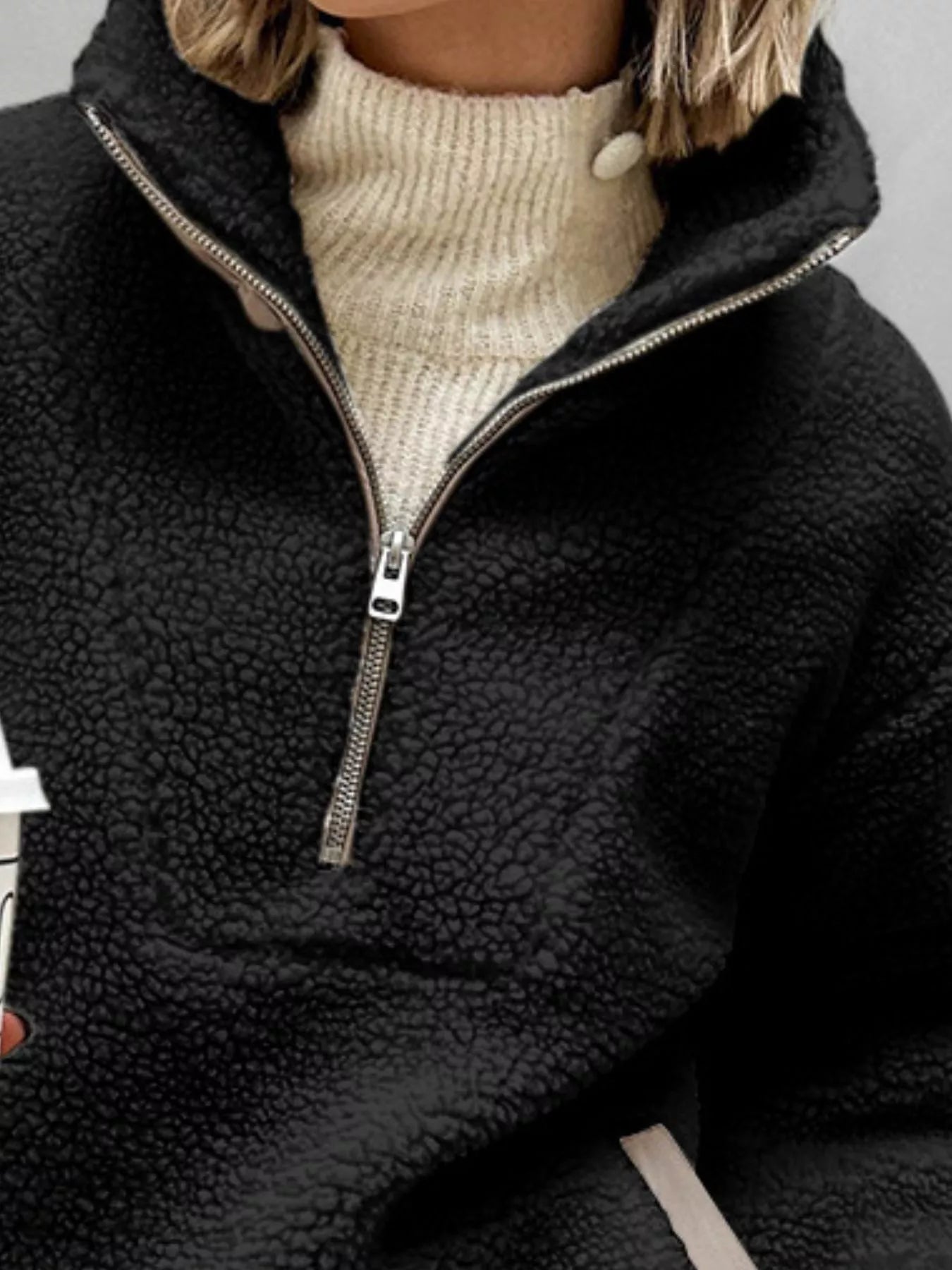 Sherpa Half Zip Sweatshirt Black