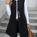 Button Up Sleeveless Longline Vest Coat