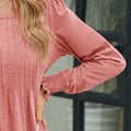 Smocked Round Neck Lantern Sleeve Blouse