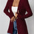 One Button Long Sleeve Blazer Burgundy