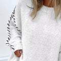 Contrast Stitching Dropped Shoulder Sweater