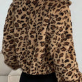 Leopard Print Fuzzy Cropped Jacket