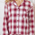 Plaid Long Sleeve Shirt and Drawstring Shorts Lounge Set