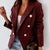 Lapel Collar Leather Blazer Burgundy
