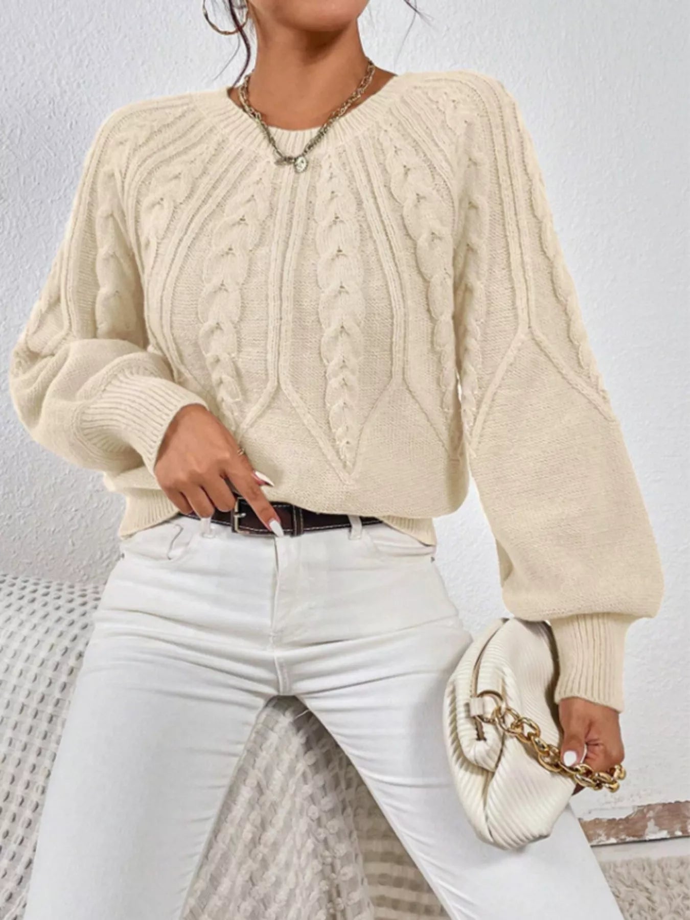 Cable Knit Long Sleeve Sweater