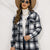 Shiny Plaid Collared Longline Coat Black