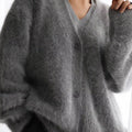 V-Neck Button-Down Cardigan Gray