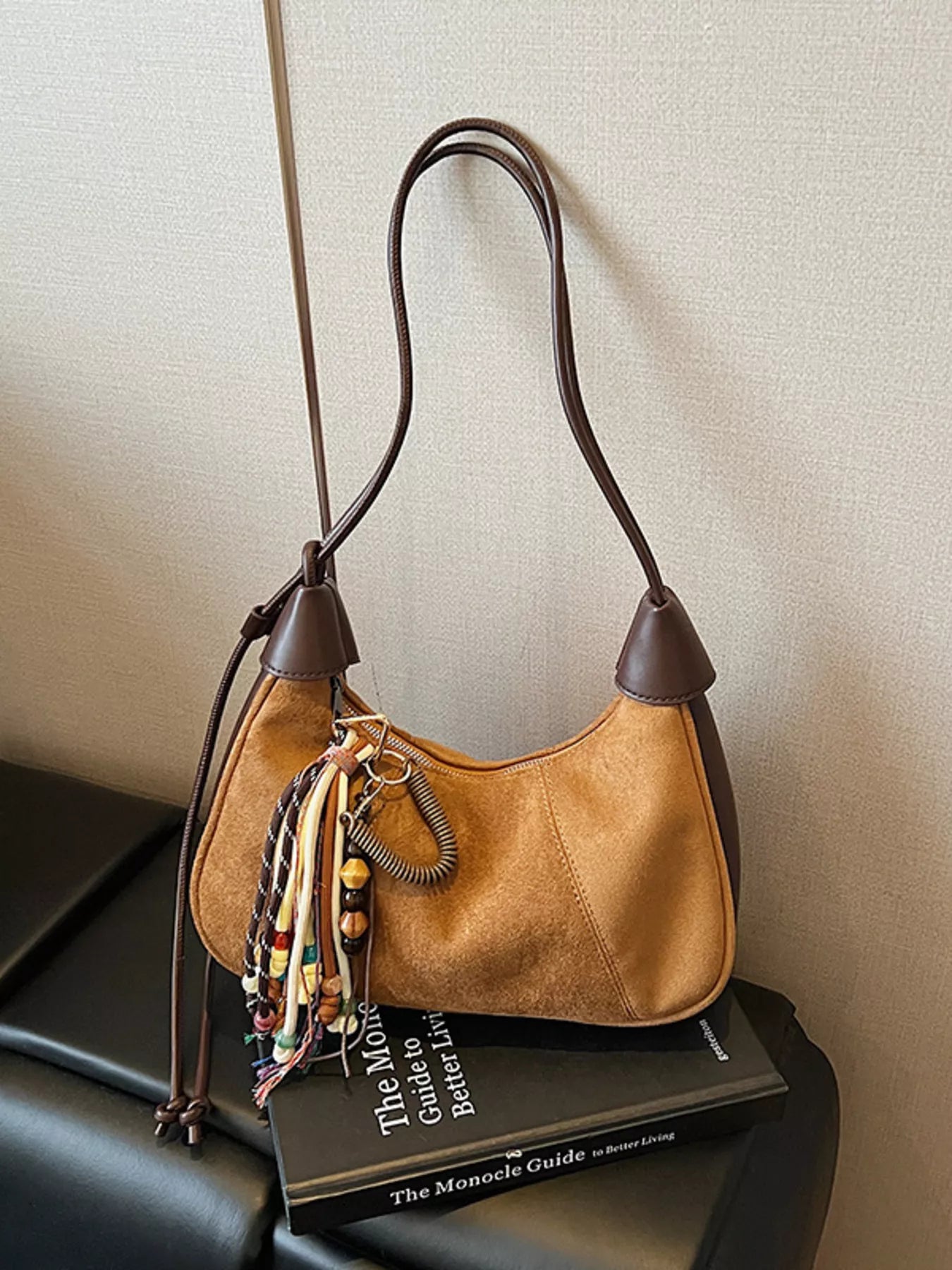Vintage Suede Tassel Shoulder Bag