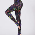 Printed Wide Waistband Active Leggings with Stirrups