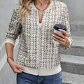 Tweed Zip Up Bomber Jacket
