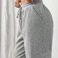 Relaxed Fit Drawstring Waist Solid Pants