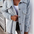 Houndstooth Button-Down Jacket Blue
