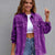 Distressed Drop Shoulder Denim Jacket Purple