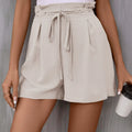 Tied Solid Color Shorts Beige