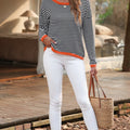 Striped Round Neck Drop Shoulder T-Shirt