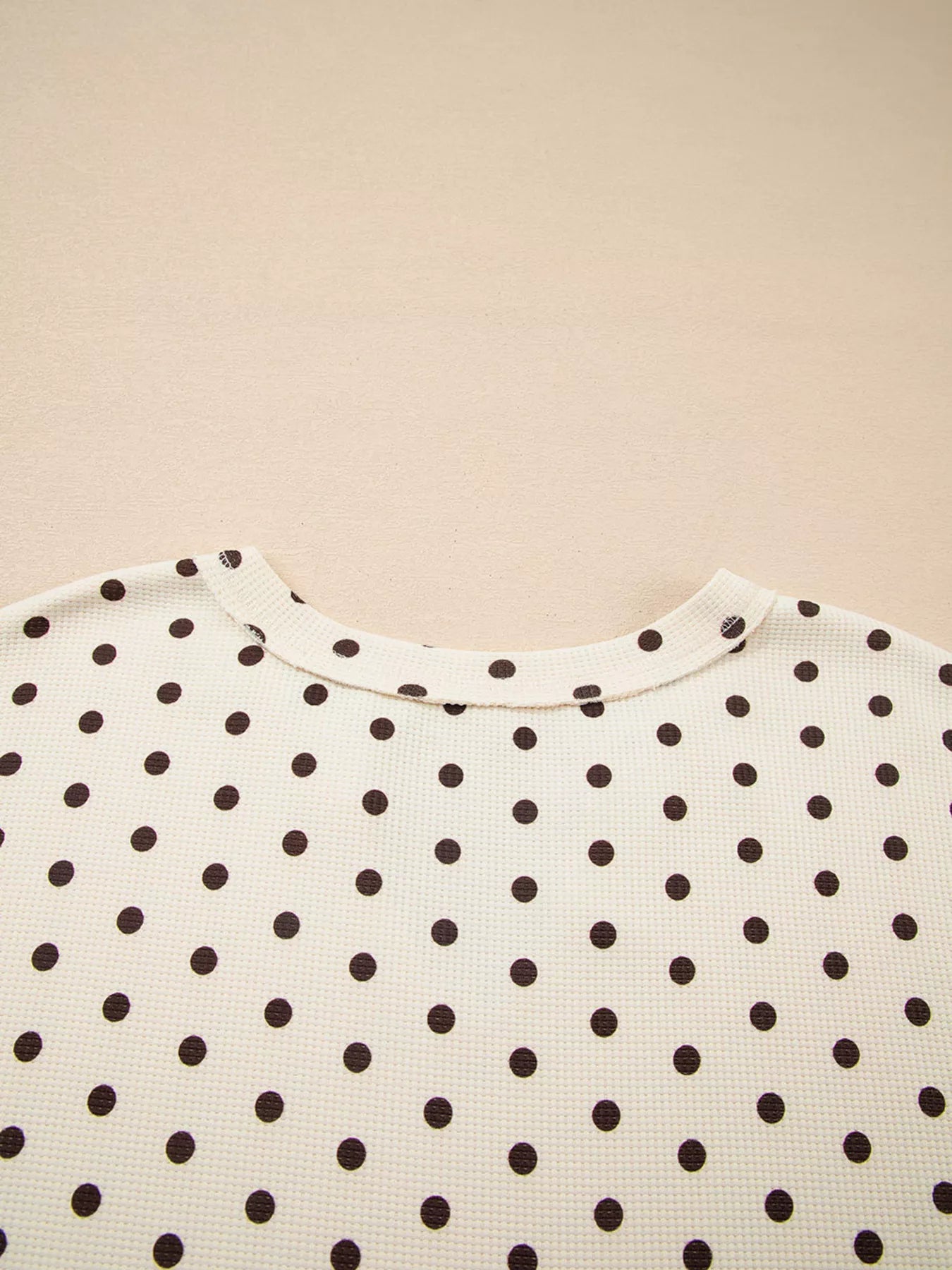 Polka Dot Notched Long Sleeve Top and Drawstring Joggers Lounge Set