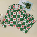 Candy Cane Checkered Pattern 2pcs Pajama Set