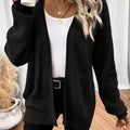 Cozy Knit Open Front Cardigan Black