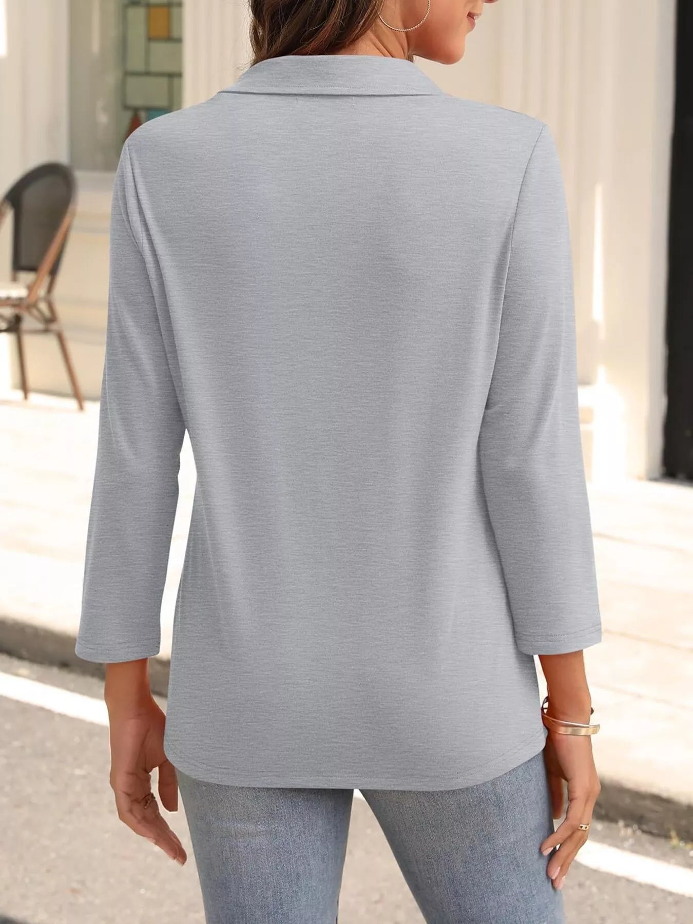 Johnny Collar Solid Color Top