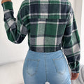 Plaid Button Up Cropped Jacket