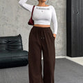 Full Size Drawstring Wide Leg Pants Plus Size