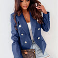 Lapel Collar Leather Blazer