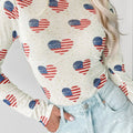 US Flag Heart Mock Neck Long Sleeve Bodysuit