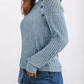 Ribbed Knit T-Shirt with Lace Shoulder Detail