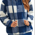 Full Size Plaid Sherpa Drawstring Hoodie Plus Size