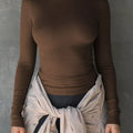 Long Sleeve Crop T-Shirt with Ribbed Texture