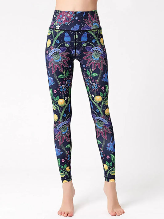 Printed High Waist Active Leggings Yellow