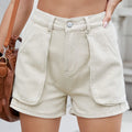 High Waist Utility Pocket Denim Shorts