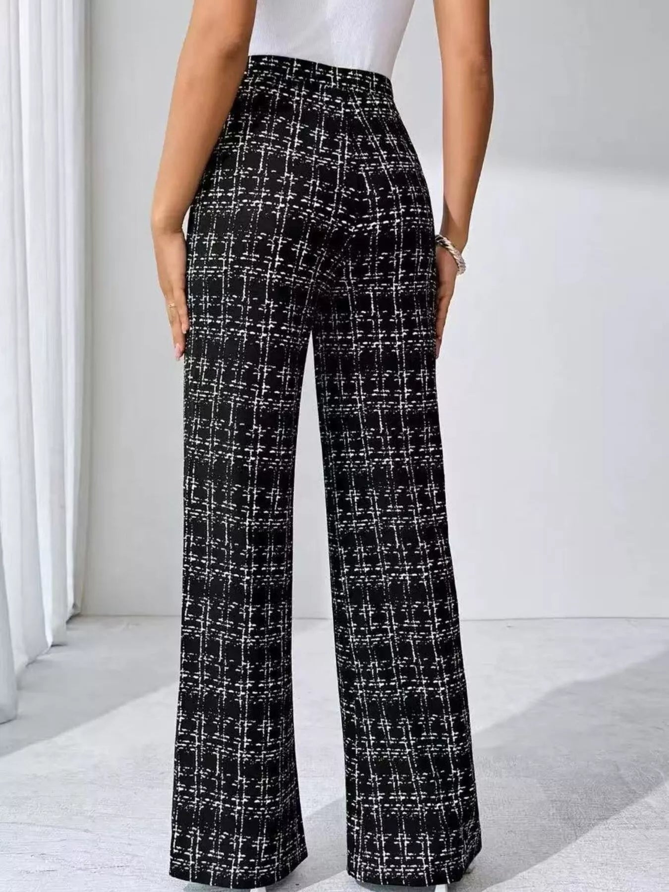 Plaid Wide Leg Pants
