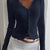 Lace Trim Long Sleeve Top Navy