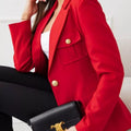 Lapel Collar One Button Blazer Red