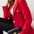 Lapel Collar One Button Blazer Red