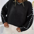 Contrast Stitching Dropped Shoulder Sweater