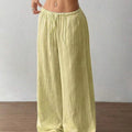 Full Size Drawstring Wide Leg Pants Plus Size Yellow