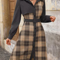 Plaid Button Up Long Sleeve Shirt Dress