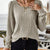 Ribbed Knit Long Sleeve T-Shirt Apricot
